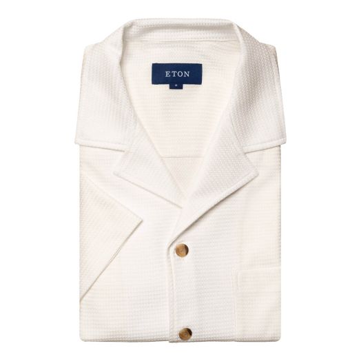 Eton White Filo Di Scozia Jacquard Resort Shirt