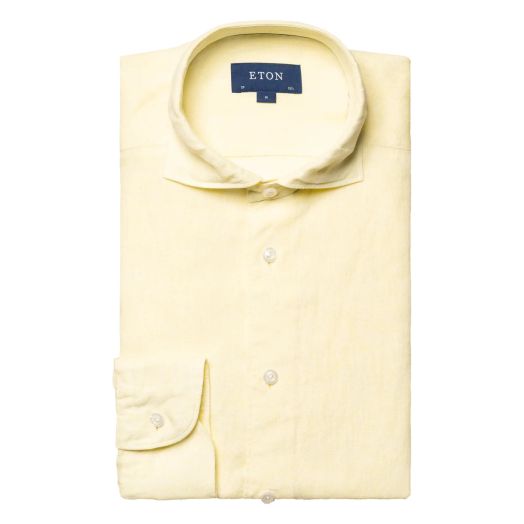 Eton Yellow Italian Linen Slim Fit Shirt