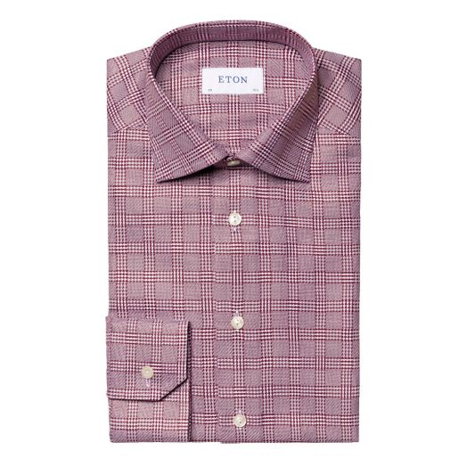 Burgundy Checked King Twill Contemporary Fit Shirt 
