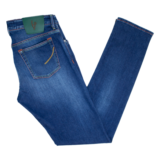 Blue Mid Wash Ravello Fit Stretch Jeans