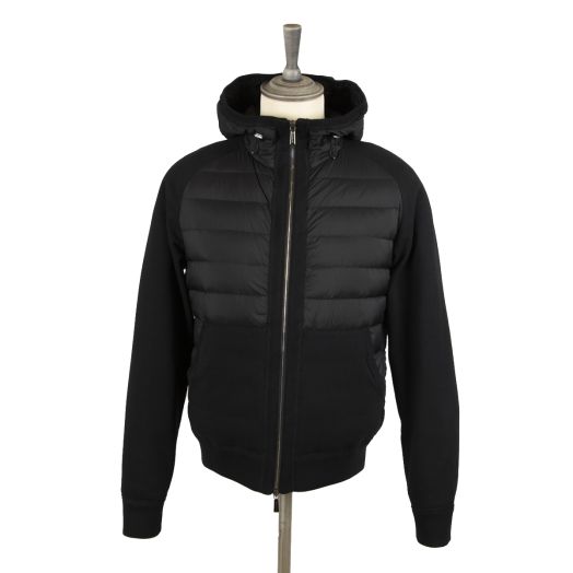 Black 'Chirico' Quilted Goose Down Hooded Jacket