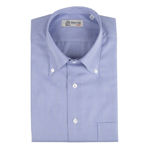 Blue Swiss Cotton Twill Long Sleeve Shirt