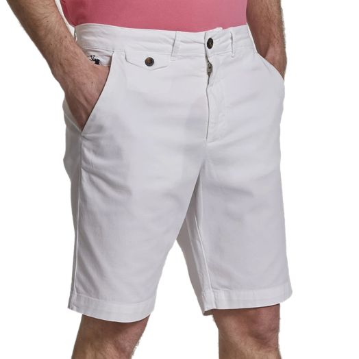 Optic White Bermuda Stretch Slim Fit Chino Shorts