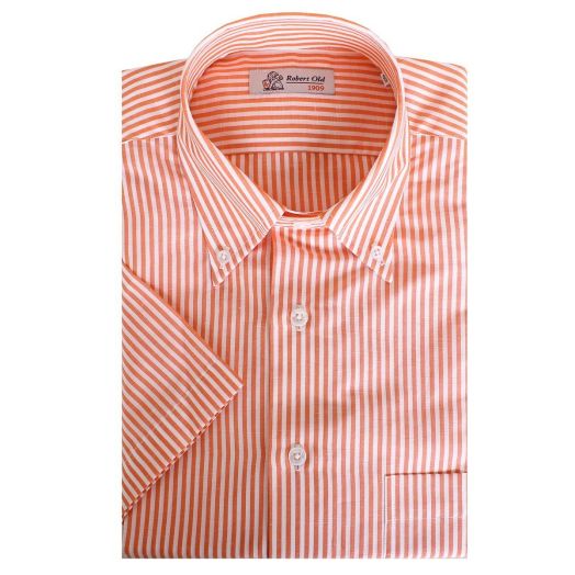 Orange Stripe Linen Blend Shirt