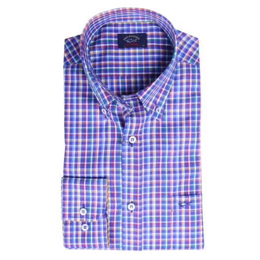 Blue & Multicolour Check Button-Down Shirt 