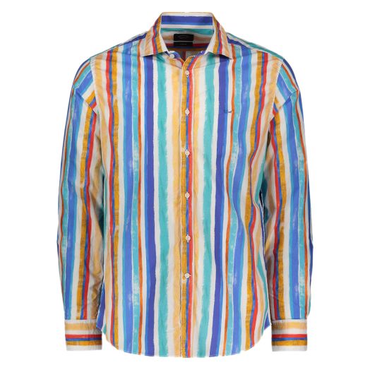 Watercolour Stripe Poplin Stretch Shirt
