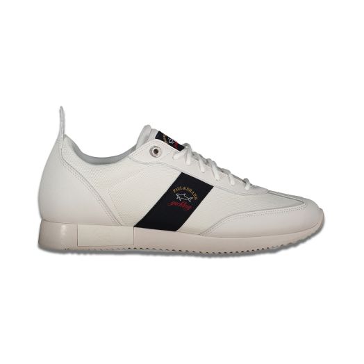 White Hybrid Leather & Tech-Fabric Sneakers