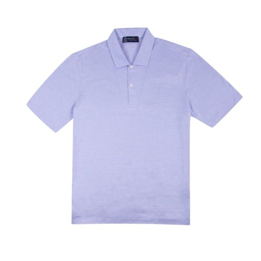Light Blue 100% Cotton Fine-Stripe Polo