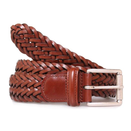 Brown Woven Leather Belt