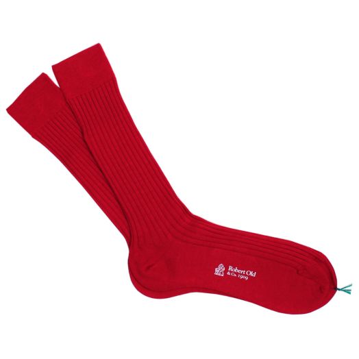 Rosso Red Cashmere and Silk Ribbed Socks