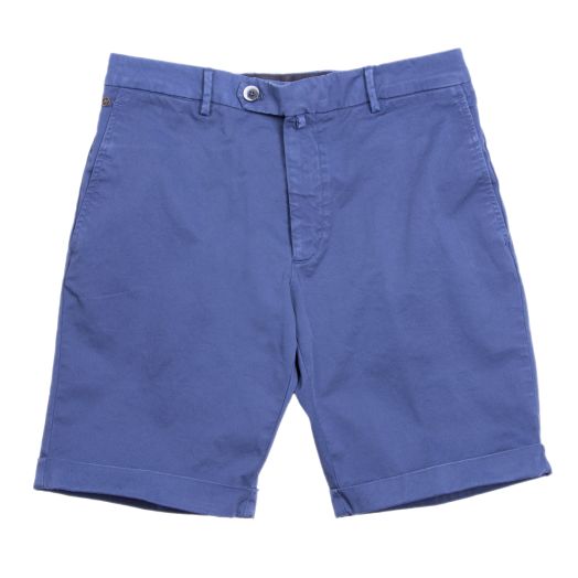 Avio Blue Cotton Stretch Slim Fit Chino Shorts