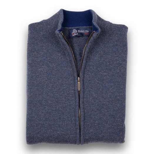 The Barra 4ply Full Zip Cashmere Cardigan - M8549 - Inchiostro