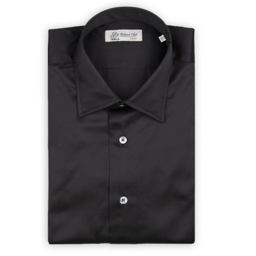 Black Satin Cotton Shirt