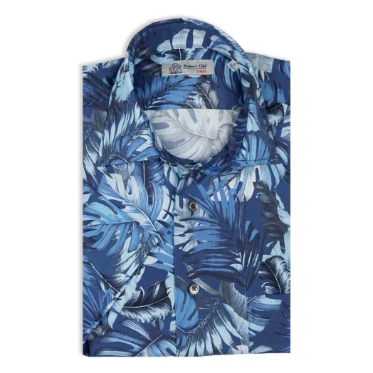 Blue Tropical Supraluxe Print Short Sleeve Shirt