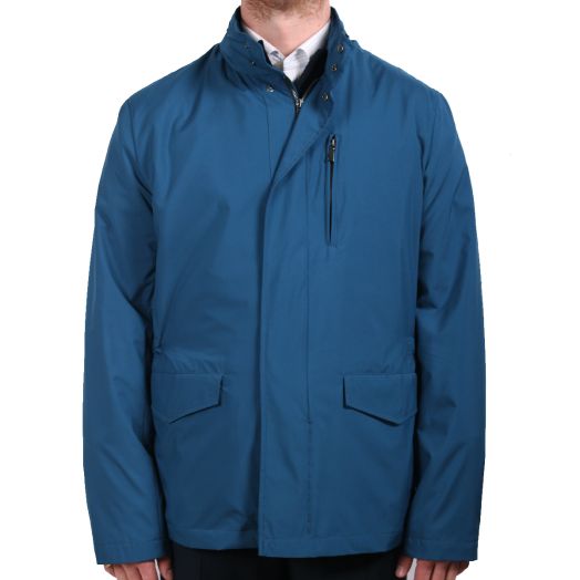 Blue Lightweight Hip-Length Waterproof Coat