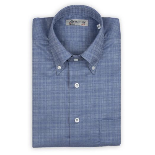 Blue Twill Check Flanello Junior Cotton Long Sleeve Shirt