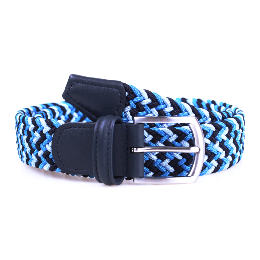 Blue Woven Textile Stretch Belt