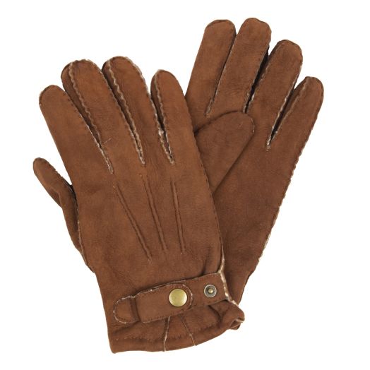 Brown Lambskin Leather Wool Lined Gloves