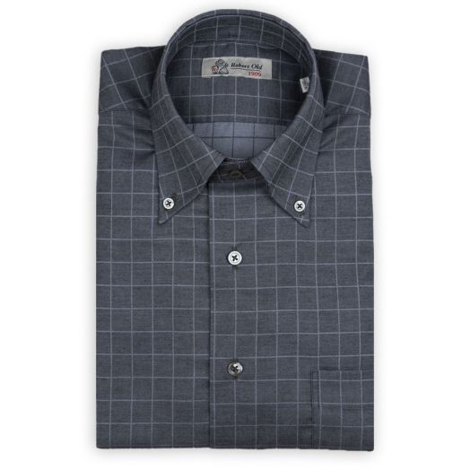 Charcoal Check Flanello Junior Cotton Long Sleeve Shirt