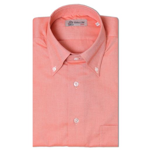 Coral Orange Flanello Cotton Twill Shirt