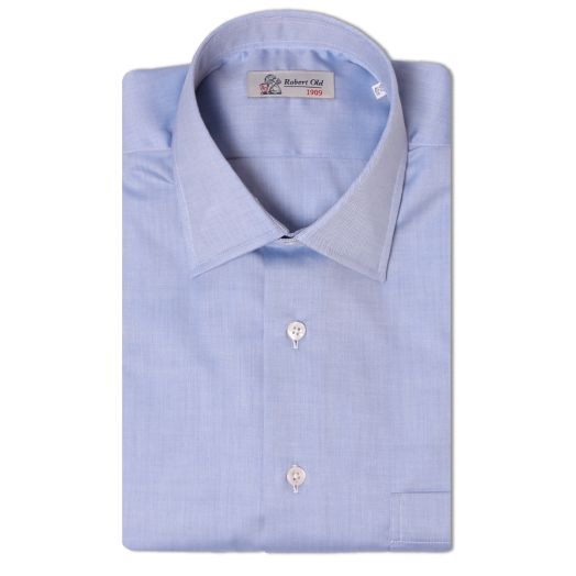 Blue Genio Swiss Cotton Twill Long Sleeve Shirt