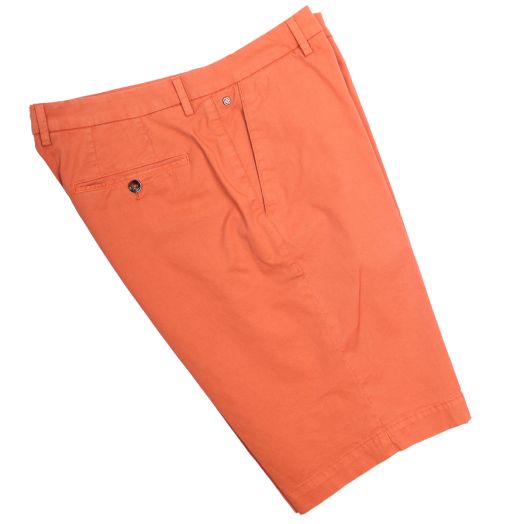 Dark Orange Cotton Stretch Slim Fit Chino Shorts 