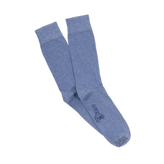  Denim Blue ‘Brecon’ Ribbed Cotton Socks