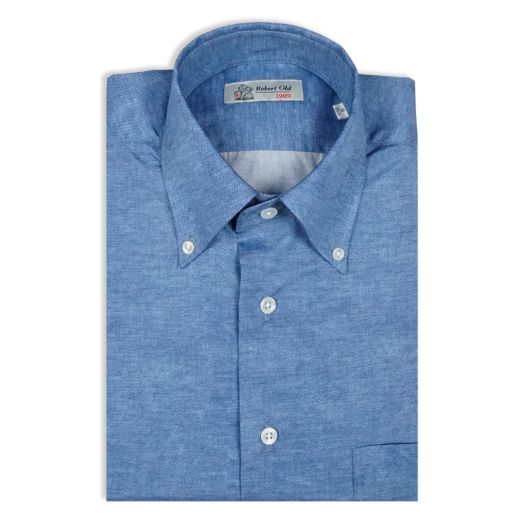 Denim-Blue Print Supraluxe Swiss Poplin Shirt
