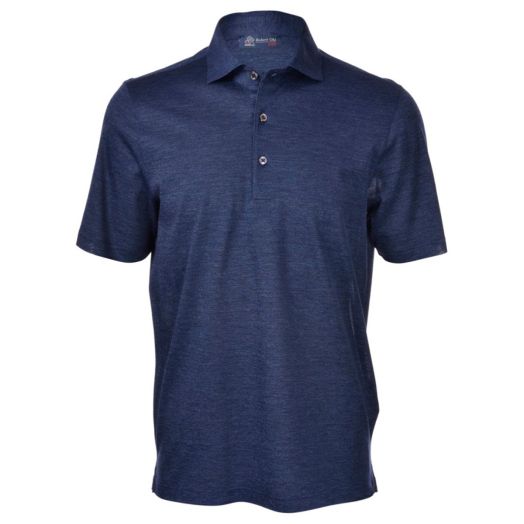 Denim Blue Woven Cotton Polo Shirt