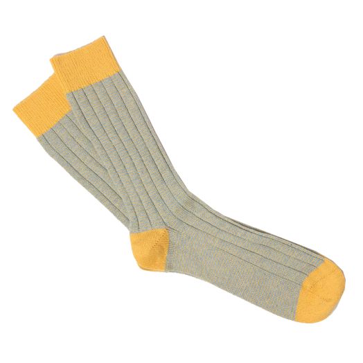 Gold & Blue Herringbone Stripe Cashmere Blend Socks