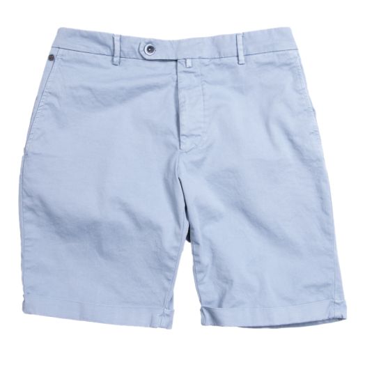 Light Blue Cotton Stretch Slim Fit Chino Shorts