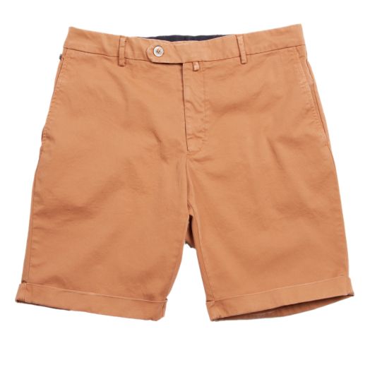Orange Cotton Stretch Slim Fit Chino Shorts