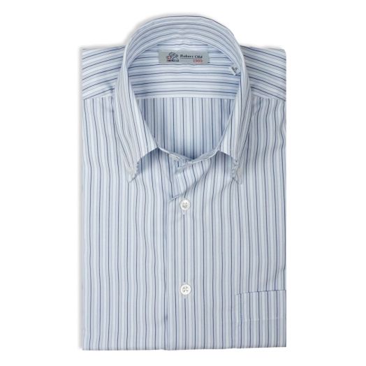Blue & White Stripe Swiss Supraluxe Premio Long Sleeve Shirt