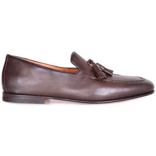 Dark Brown Leather Tassel Loafers