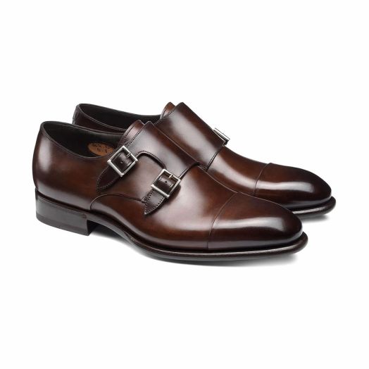 Brown Double-Buckle Leather Shoes