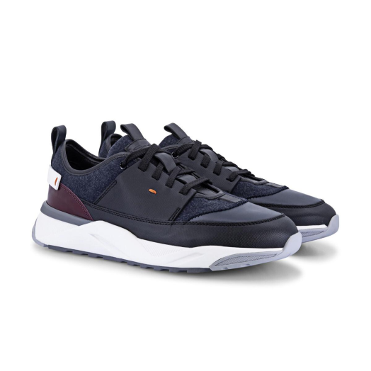 Navy Fabric & Leather ‘Innova’ Lightweight Sneakers