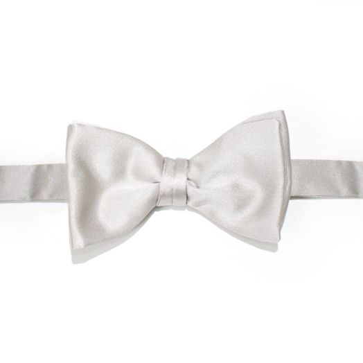 Silver Silk Bow Tie  