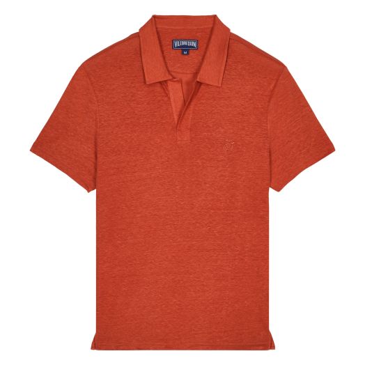 Vilebrequin Tomette Red Linen Pyramid Polo Shirt