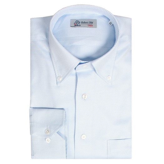 White & Blue Weave Premium Cotton Shirt