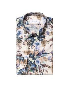 Purple Floral Print Fine Twill Contemporary Fit Shirt